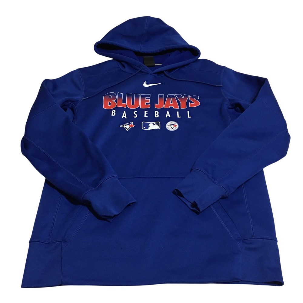 Nike Toronto Blue Jays Baseball Hoodie Sweatshirt Mens Medium Blue MLB Dri-Fit